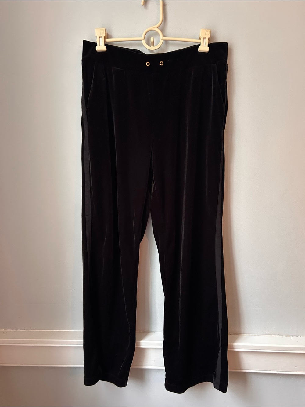 LAUREN RALPH LAUREN Women’s Black Velvet‎ Wide Leg Trouser Pants Size Large